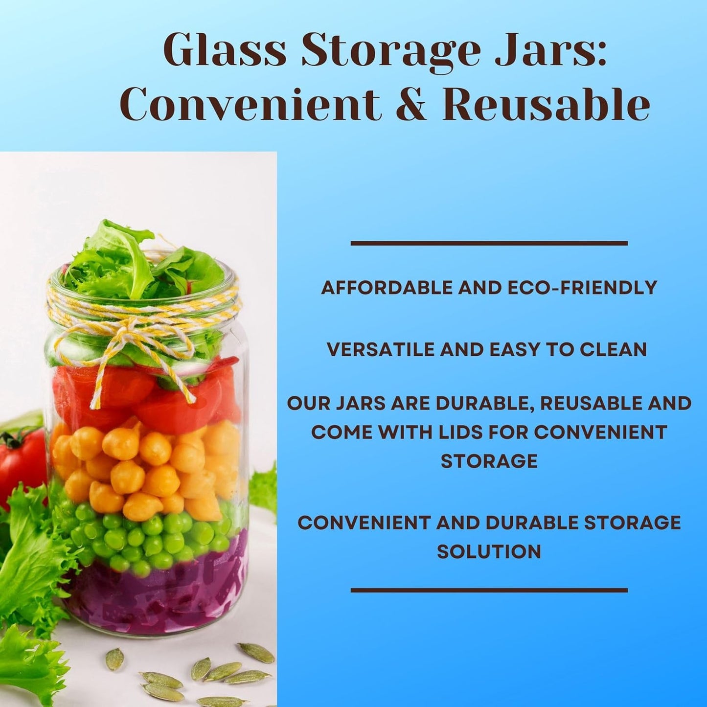 Mason Jars 32 Oz Glass EXTRA WIDE MOUTH Quart Storage Jars with Lids - BPA Free Plastic Storage Lids - Made in USA - Quart Glass Jars 32 Oz with Airtight Lids (Set of 2)