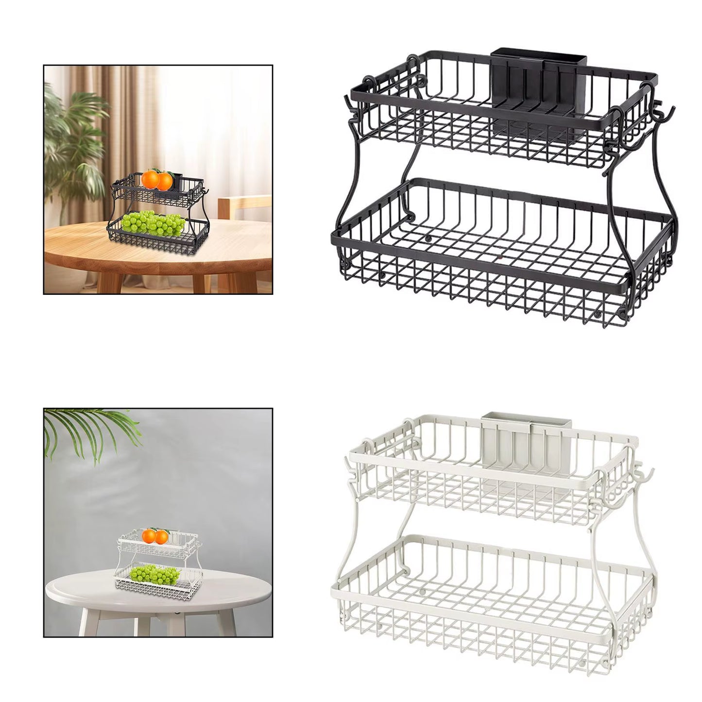 Countertop Storage Basket Spice Rack Storage Organizer Stable 2 Layers Fruit Basket Bread Snack Basket