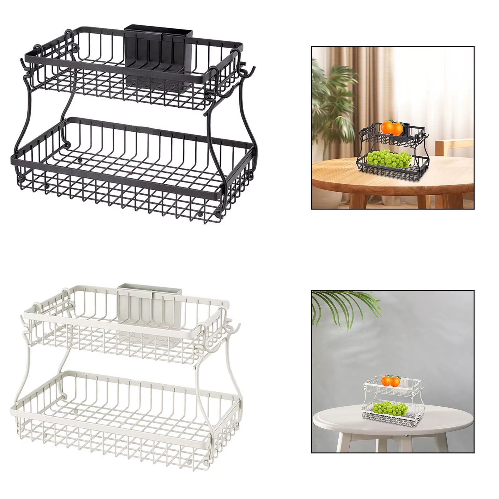 Countertop Storage Basket Spice Rack Storage Organizer Stable 2 Layers Fruit Basket Bread Snack Basket