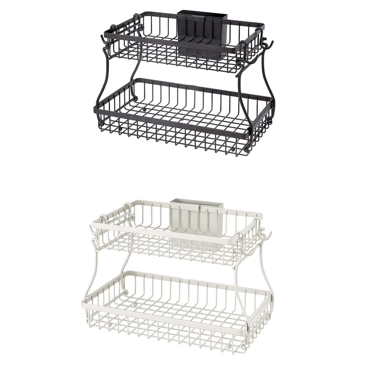 Countertop Storage Basket Spice Rack Storage Organizer Stable 2 Layers Fruit Basket Bread Snack Basket