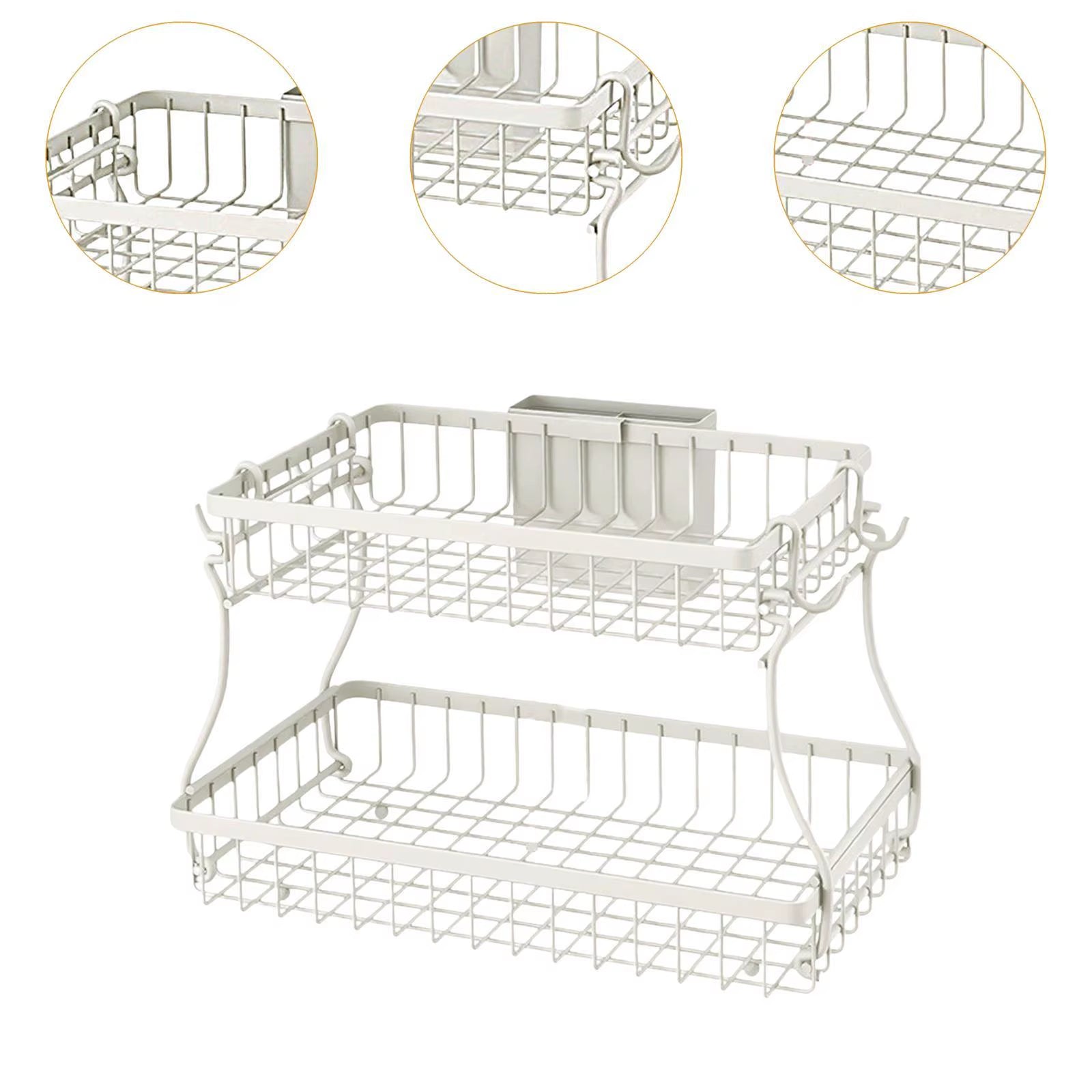 Countertop Storage Basket Spice Rack Storage Organizer Stable 2 Layers Fruit Basket Bread Snack Basket