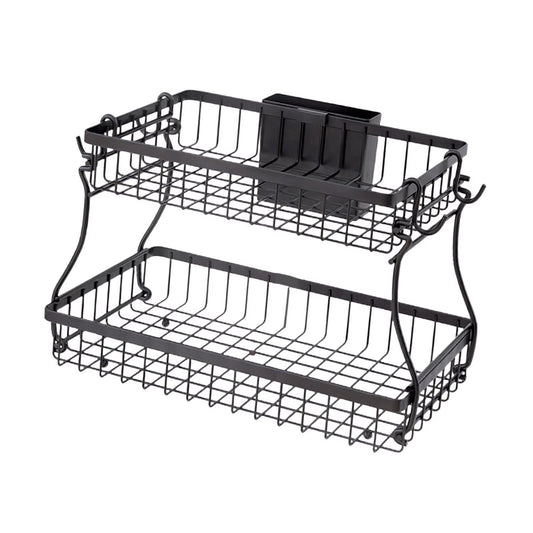 Countertop Storage Basket Spice Rack Storage Organizer Stable 2 Layers Fruit Basket Bread Snack Basket
