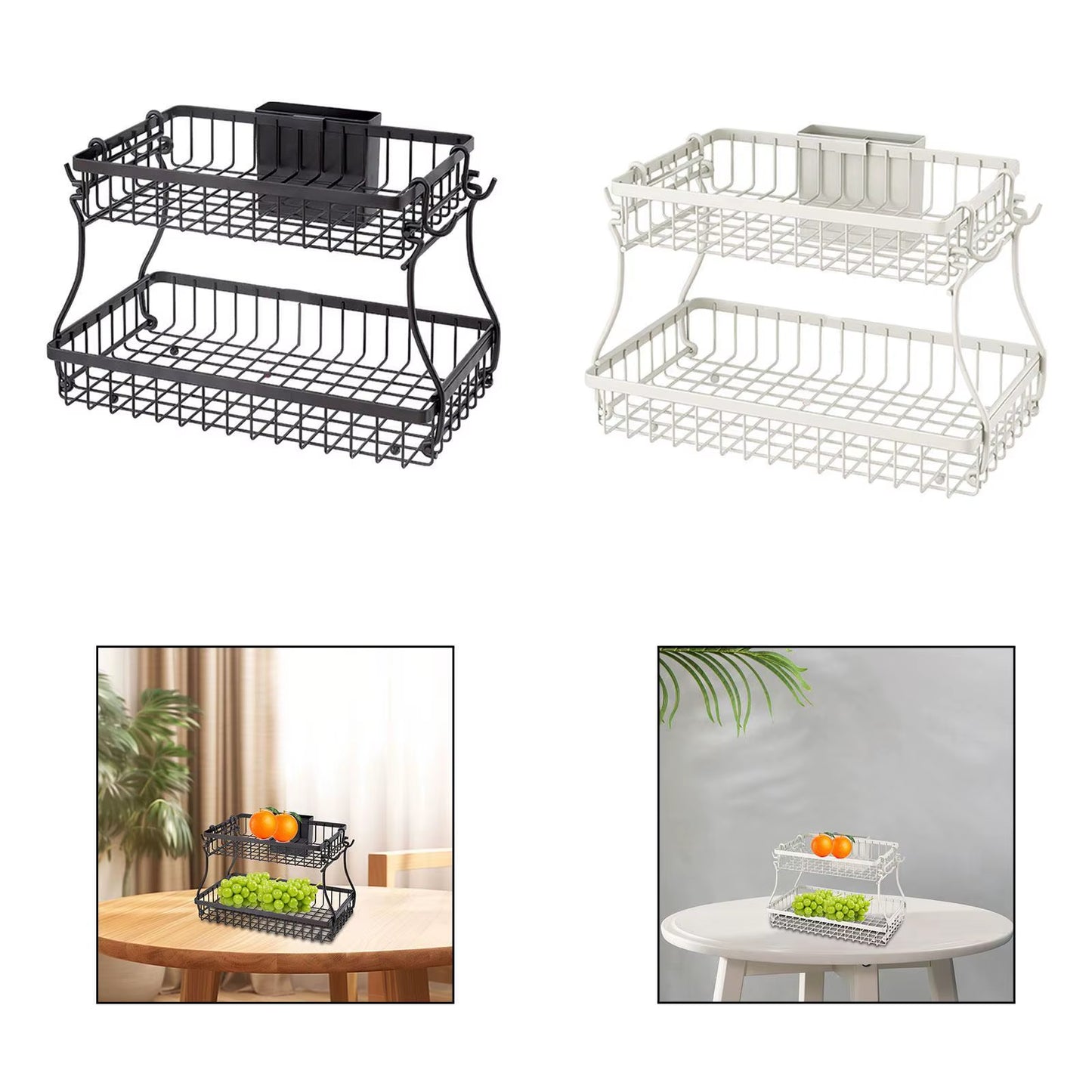 Countertop Storage Basket Spice Rack Storage Organizer Stable 2 Layers Fruit Basket Bread Snack Basket